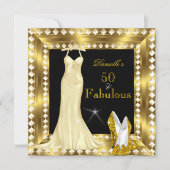 Retro Glamour Hollywood Prachtig 50 Goud Deco 3 Kaart (Voorkant)