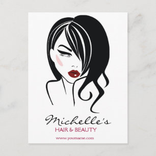 Retro Glamour Zwart Wit Mode Meisje Kapsalon Briefkaart