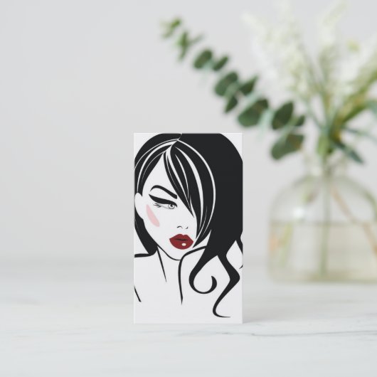 Retro Glamour Zwart Wit Mode Meisje Kapsalon Visitekaartje (Staand voorkant)