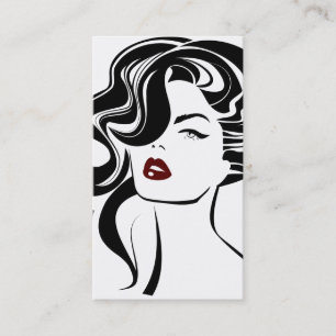 Retro Glamour Zwart Wit Schoonheid Meisje Haarstij Visitekaartje