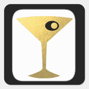 Retro Glamoureuze Gouden Martini Stickers