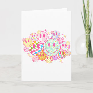 Retro Glimlach Gezicht Bloem Gelukkig Gezicht Geru Kaart