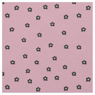 Retro glimlachend bloempatroon in zwart en roze stof