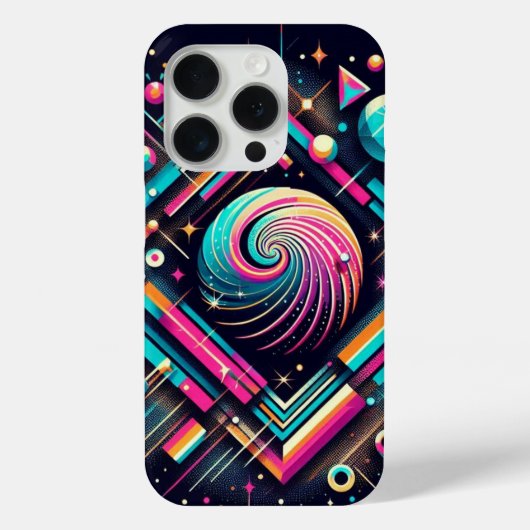 Retro glitter stippen iPhone case (Achterkant)