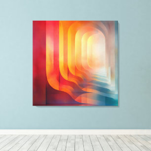 Retro Glow Arches – Abstracte Mid-Century Canvas Afdruk