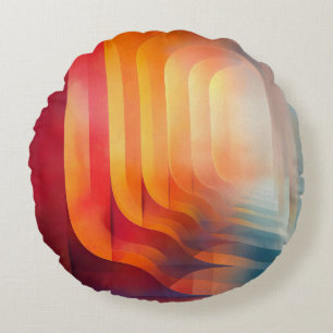 Retro Glow Bogen – Abstracte mid-eeuwen Rond Kussen