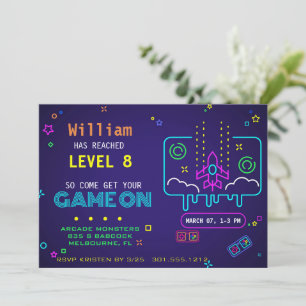 Retro Glow Neon Arcade Videospel Jongens Verjaarda Kaart