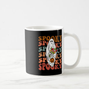Retro Gnoovy Halloween Spooky Flower Ghost Koffiemok