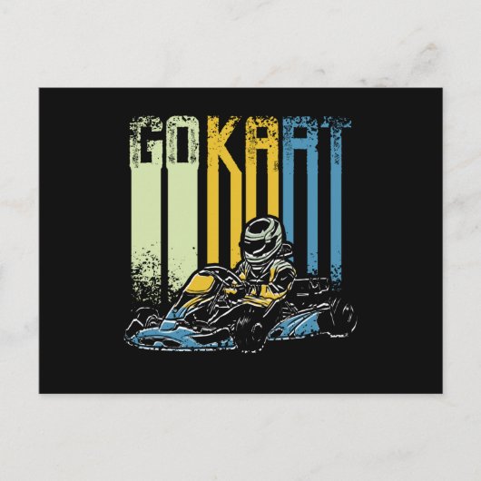 Retro Go Kart Briefkaart (Voorkant)