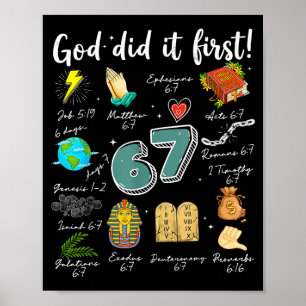 Retro God Did It First 67 Six Seven Meme Christeli Poster