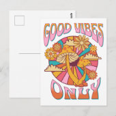 Retro Goede Vibes Alleen Paddestoel Briefkaart (Voorkant / Achterkant)