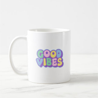 Retro Goede Vibes Kleurrijke Bubble Letter Koffiem Koffiemok