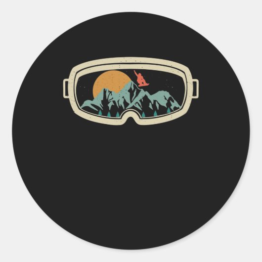 Retro goggles snowboarding skiae ronde sticker (Voorkant)