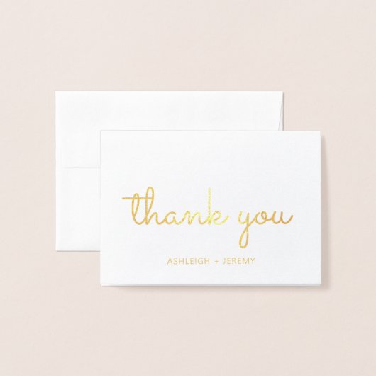 Retro Gold Aangepaste bruiloft Hartelijk dank Folie Kaarten (Voorkant met envelop)