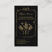 Retro Gold black Doodles Massage Therapist QR Code Visitekaartje (Voorkant)