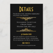 Retro Gold Black Great Gatsy Détails Carte Mariage (Devant)