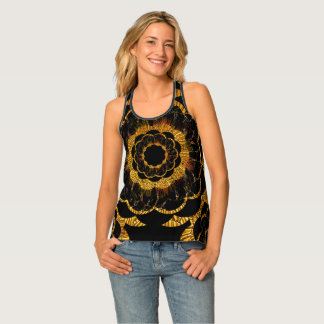Retro Gold Black Mandala van Sequin Dreams Studio Tanktop