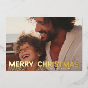 Retro Gold BOLD VROLIJKE KERSTFOTO Folie Feestdagenkaart