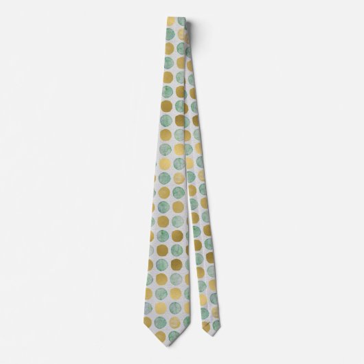 Retro Gold, bruine en Blauwgroen Stippen Mannen Stropdas (Voorkant)