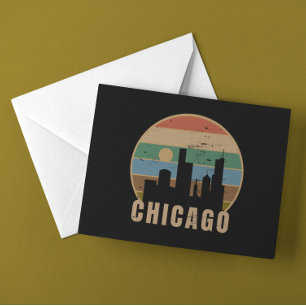 Retro Gold Chicago Skyline Vintage Travel Briefkaart