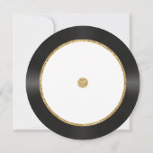 Retro Gold Glitter Vinyl Record Bruiloft Kaart (Achterkant)