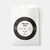Retro Gold Glitter Vinyl Record Dank je bruiloft Bedankzakje (Voorkant)