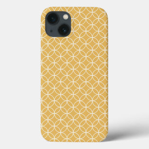 Retro Gold, Golden Circles Pattern iPhone 13 Hoesje