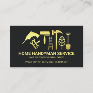 Retro Gold Handyman Tools Motief Visitekaartje