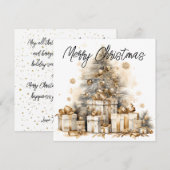Retro Gold Kerstboom Vakantie Kaart (Voorkant / Achterkant)