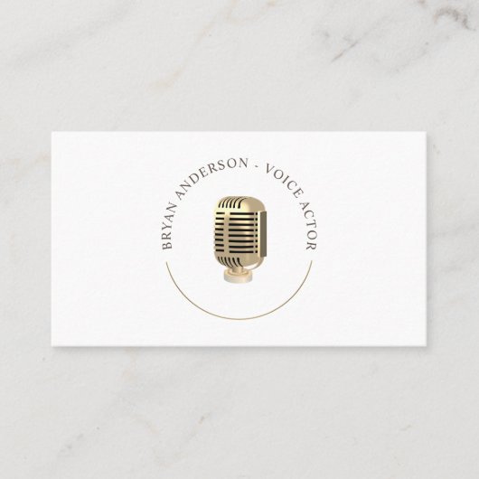 Retro Gold Microphone Logo Visitekaartje (Voorkant)
