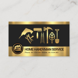 Retro Gold Stripes Handyman Gereedschap Visitekaartje