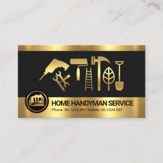 Retro Gold Stripes Handyman Gereedschap Visitekaartje