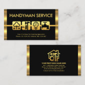 Retro Gold Stripes Handyman Tools Motif Visitekaartje (Voorkant / Achterkant)