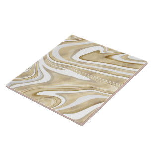 Retro Gold Swirl Liquid Painting Aesthetic Design Tegeltje