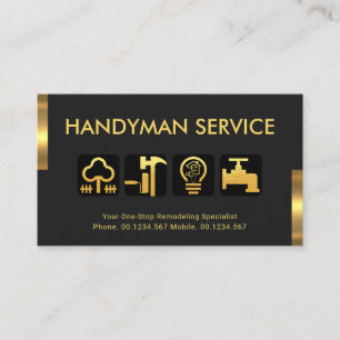 Retro Gold Tabs Handyman Tool Pictogrammen Visitekaartje