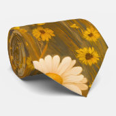 Retro Golden Daisy Wildflowers - Rustic Fall Stropdas (Opgerold)