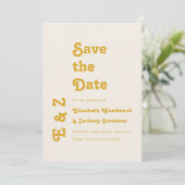 Retro Goldenrod Typografie Save the Date (Staand voorkant)