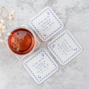 Retro golf doedel geïllustreerde hand geschreven b vierkante kartonnen onderzetter