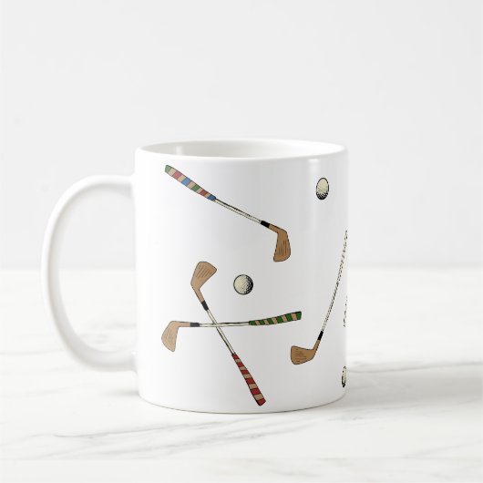  Retro Golf Golfer Clubs Balls Pattern Koffiemok (Links)
