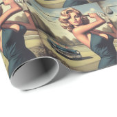 Retro Golf Meisje Cadeaupapier (Rol Hoek)