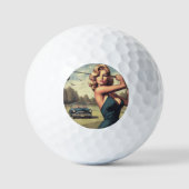 Retro Golf Meisje Golfballen (Voorkant)