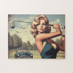 Retro Golf Meisje Legpuzzel