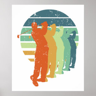 Retro Golf Player, Golfer, Golfende Sportfort Gift Poster