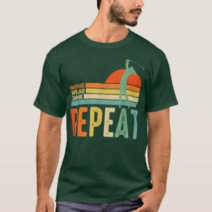 Retro Golf Swing Swear Drink Herhaal Love G T-shirt