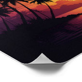 retro golf zonsondergang met palmbomen poster (Hoek)