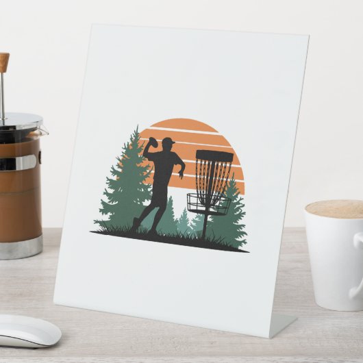 Retro  golfdisc spelen reclamebord met voetstuk (Insitu)