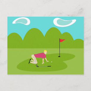 Retro Golfer Briefkaart