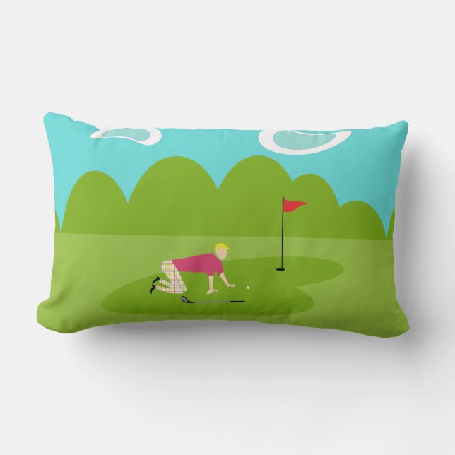 Retro Golfer Lumbaal Kussen (Voorkant)