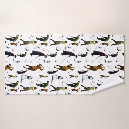 Retro Golfers Patroonillustraties Badhanddoek (Badhanddoek)