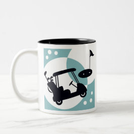 Retro golfkar in zwart & blauw tweekleurige koffiemok